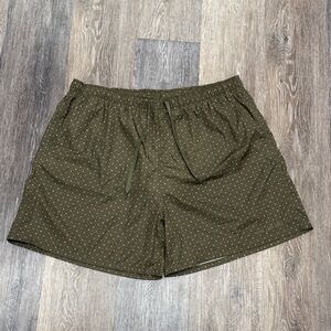 Aime Leon Dore Olive Green Floral-Print Drawstring Shorts